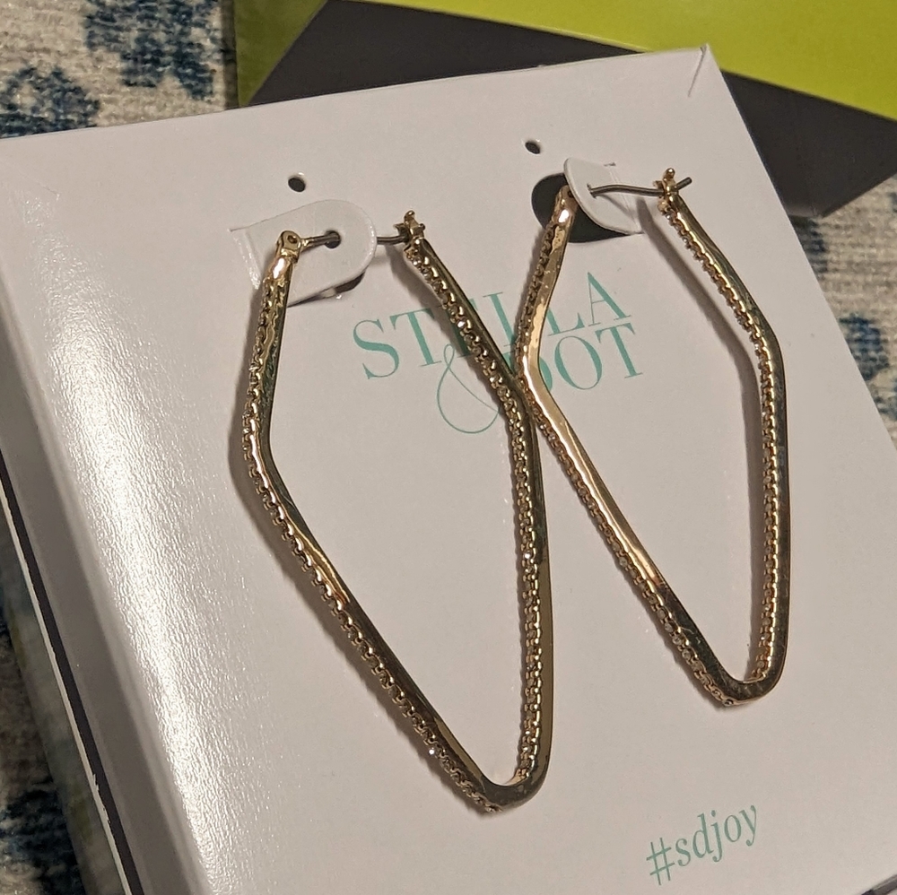 Stella & Dot gold pave hoops
